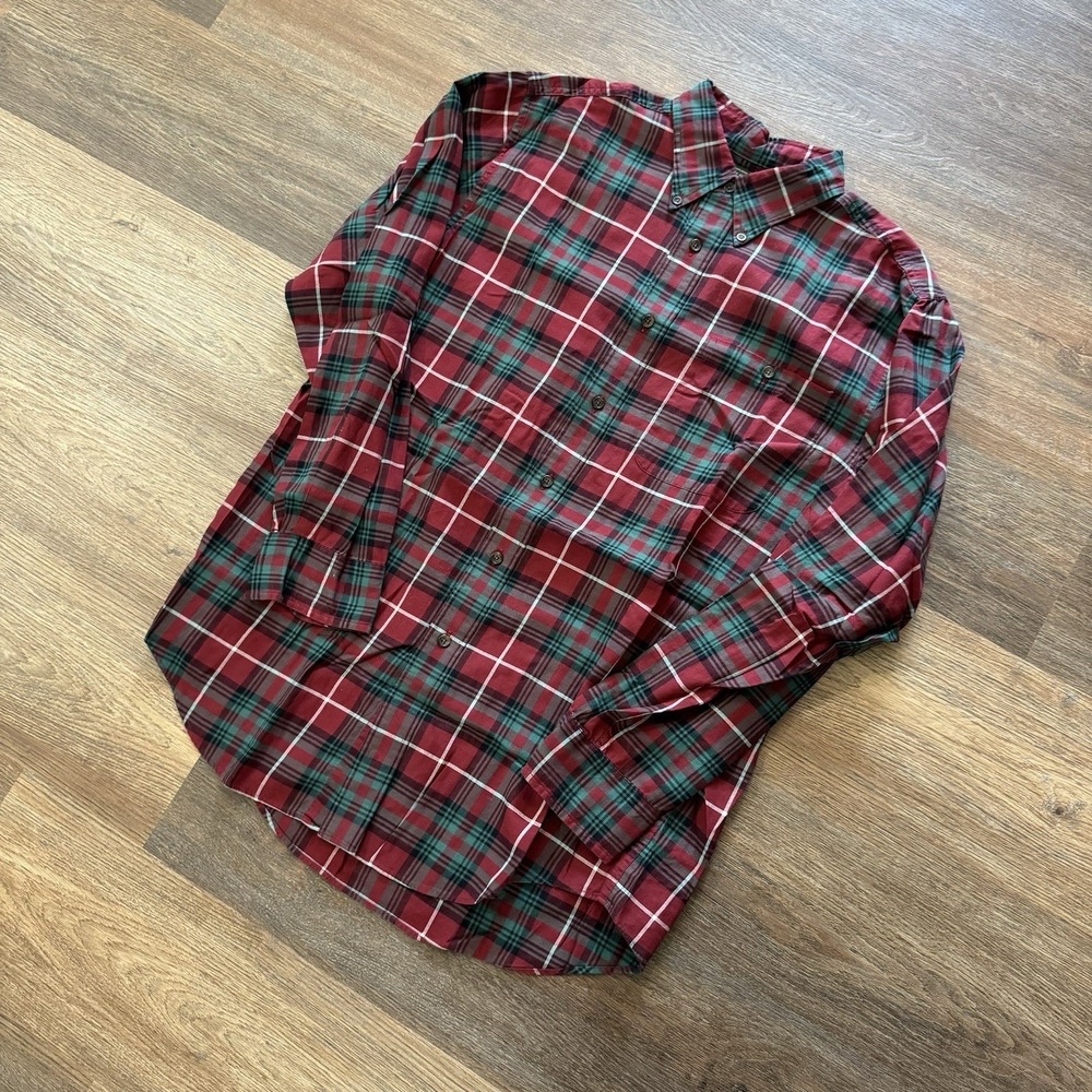 CC Filson Men's L/S Green Red Christmas Plaid Button Down Shirt Men's Sz Medium‎
